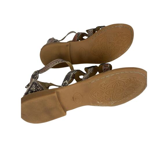 B.O.C‎ Sigrid Tan Snake Strappy Sandals Womens Sz 9 Flats - Picture 6 of 9